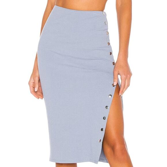 Privacy Please Flora Midi Skirt in Steel Blue NWOT Size Small - Picture 2 of 4